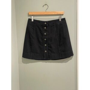 Madewell Button Front A Line Denim Skirt Black Size 6‎